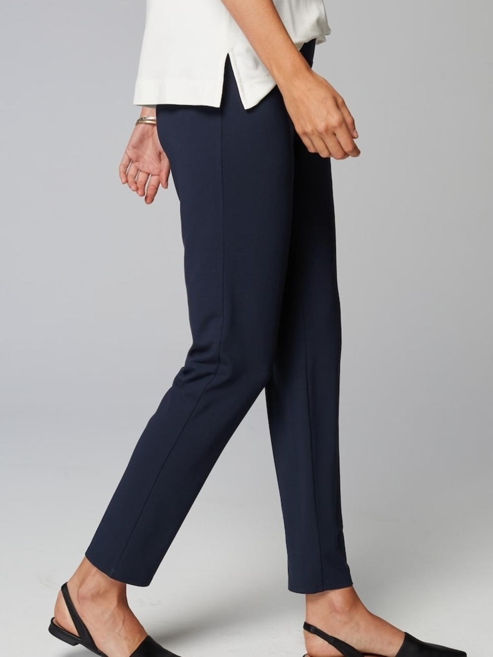 J. Jill Wearever Collection Navy Smooth Fit Straight-Leg Pants Women's 8 Tall